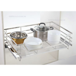 Giá xoong nồi nan dẹt inox 304 gắn cánh âm tủ Eurogold EP60B